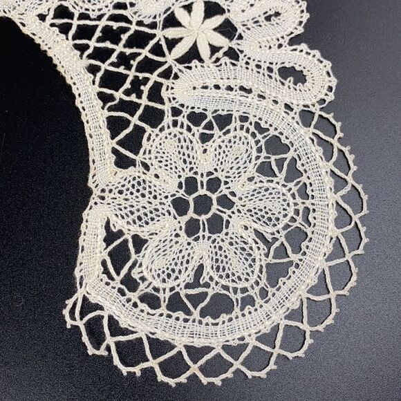 Bobbin Lace Russian Vologda Collar Vintage Linen Ivory - Picture 2 of 9